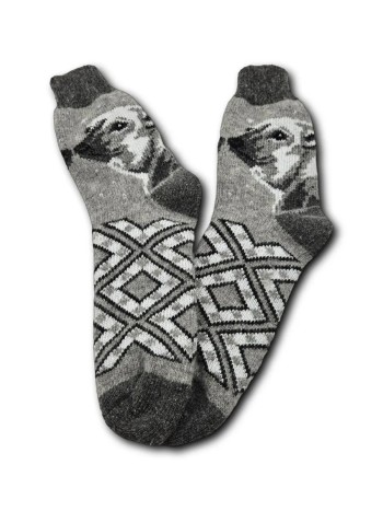 Рассказовские шерстяные носки "Белый медведь" (размер 41-44)