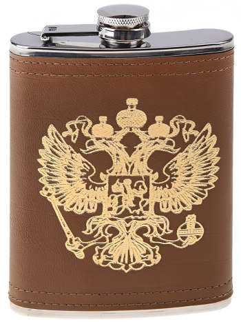 Фляжка из нержавеющей стали в оплетке "Герб России" (240 мл)