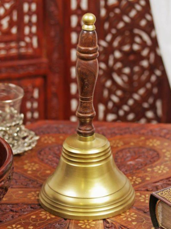 Алюминиевый колокольчик "Мощь" с деревянной ручкой (24 см)