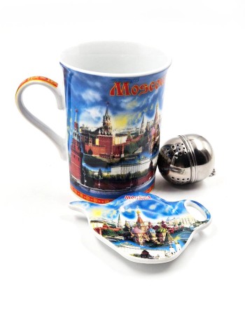 Кружка "Москва" с ситечком и подставкой для чайных пакетиков (350 мл)