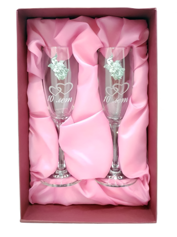 Бокалы "Вместе 10 лет" с оловянными барельефами (два бокала по 160 мл)